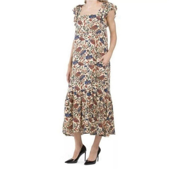 House of Harlow 1960 Dresses & Skirts - House Of Harlow Dress‎ Sz M Tan Maxi Fall Tiered Prairie CottageCore Easter EUC